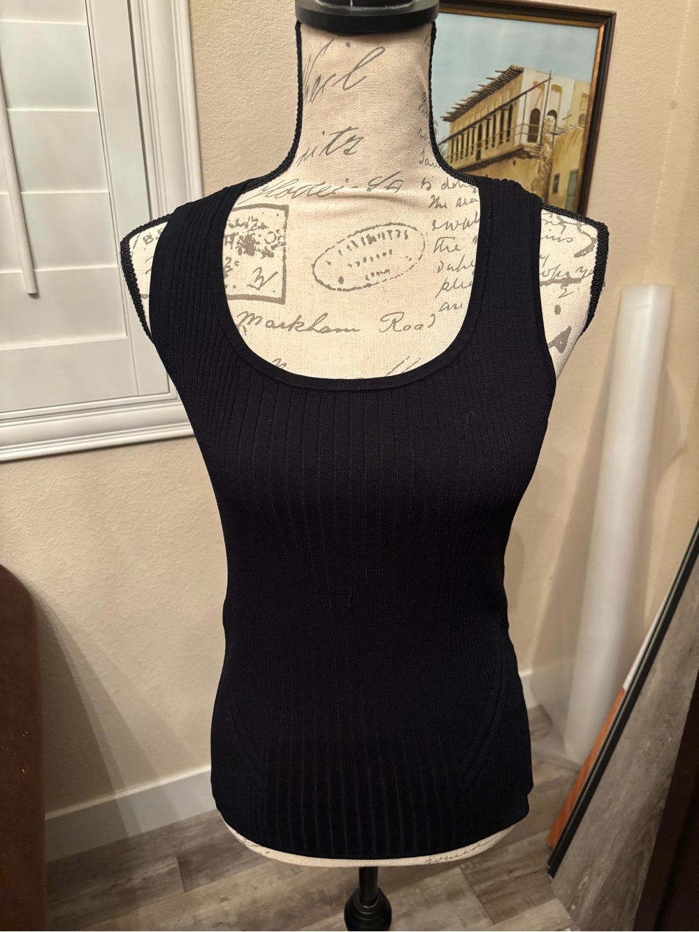 New York & Company Black Ribbed Tank - Scoop Neck